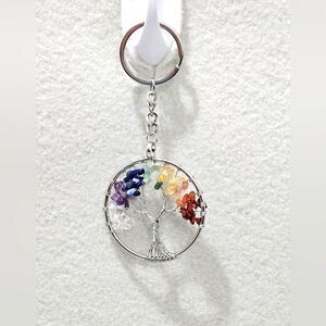 NWOT, Tree of life, muti stone keychain